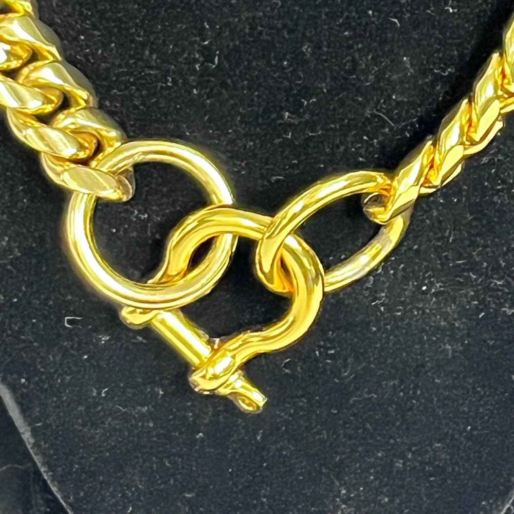 Gold Cuban Link Dog Collar Heavy Duty Chain Pet Jewelry 18.5 Inch